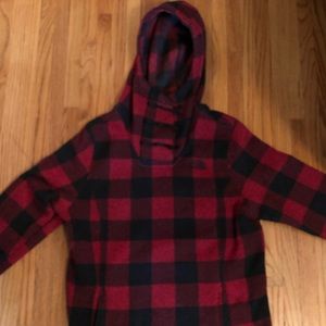 North face buffalo plaid fleece hoodie